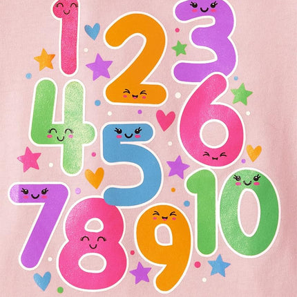 The Children's Place T-shirts graphiques à manches courtes pour bébés et petites filles, paquet de 3, alphabet/chiffres/arc-en-ciel, 18-24 mois