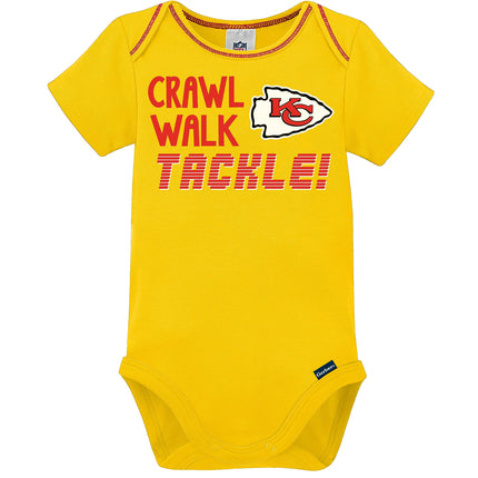Gerber NFL Kansas City Chiefs, paquete de 3 bodys de manga corta, rojo/amarillo/blanco Kansas City Chiefs, 0-3 meses (137453160CHF03M-604)