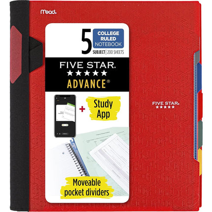 Five Star Advance Spiral Notebook + Study App, 5 S
