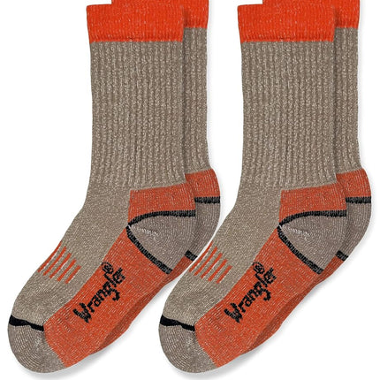Wrangler Calcetines de media caña de lana merino para niño, con amortiguación y costura sin costuras, paquete de 2 pares, color topo, pequeño