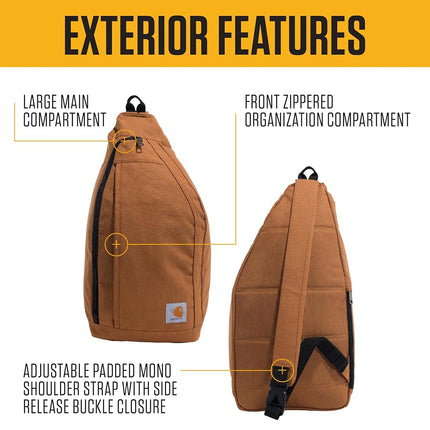 Carhartt Unisex's Durable Sling Bag, Side Release Buckle, Tablet Sleeve and Adjustable Strap, Crossbody Backpack (Seabrook), One Size