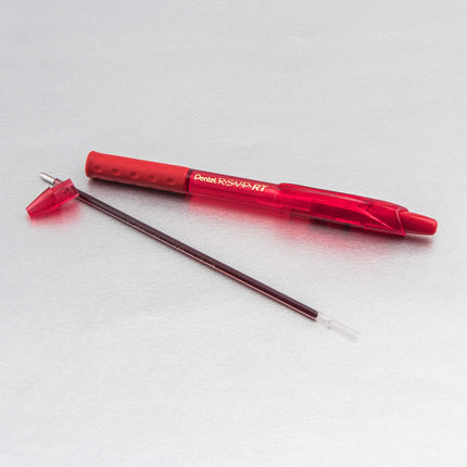 Stylo-bille rétractable RSVP RT COLORS, trait moyen, corps rouge, encre rouge, boîte de 12 (BK93CRB-B)