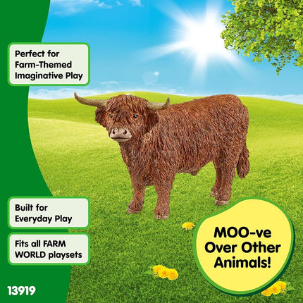 Schleich Farm World - Highland Bull Toy Figurine - Kids Ages 3+ | 13919