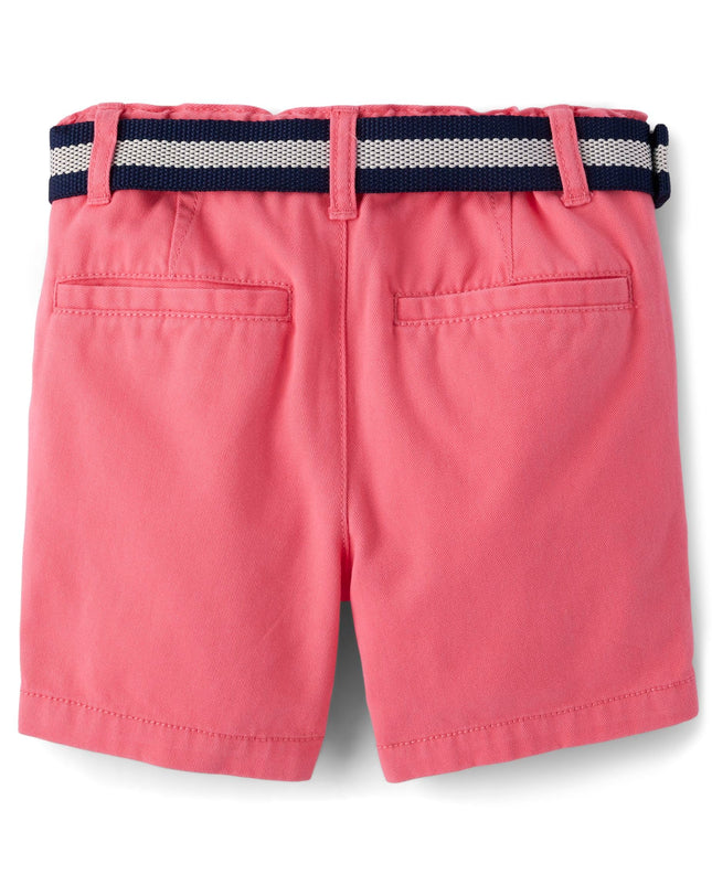 The Children's Place Baby Boys' and Toddler Twill Belted Chino Short, Astible, 12-18 Months