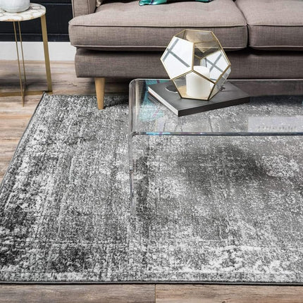 Alfombra de área gris oscuro vintage tradicional Unique Loom Sofia Collection (0,9 m x 1,5 m)