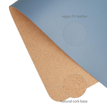 RENMTURE Dual-Sided Desk Pad, Natural Cork & PU Leather Large Mouse mats for Office and Home Work, Desk Protector Non-Slip, Waterproof, Easy Clean (Blue Gray, 36"x17")