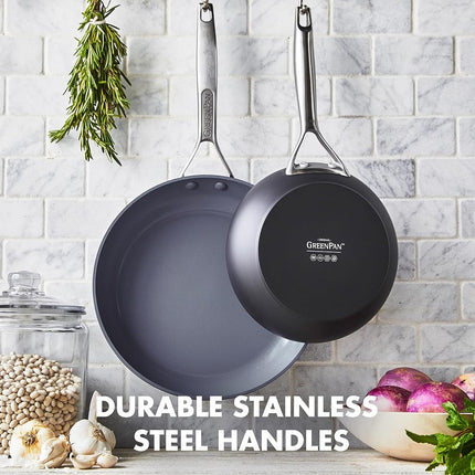 GreenPan Paris Pro Hard Anodized Healthy Ceramic Nonstick, 8" Frying Pan Skillet, PFAS-Free, Dishwasher Safe, Grey