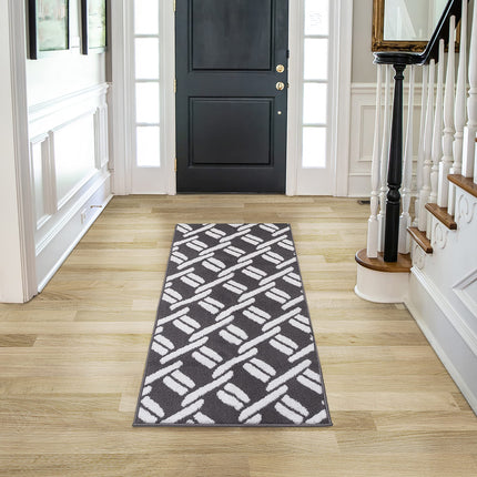 Nautica – Runner Rug | Indoor Runners for Hallways and Entry Rugs| Non-Slip and Non-Skid Entry and Kitchen Door Mat| Machine Washable Entryway Carpet Rugs |26” x 60” | Chain Dark Grey
