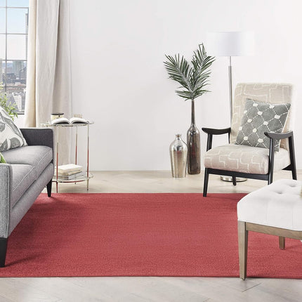 Nourison Essentials Indoor/Outdoor Brick Red 7' x Square Area Rug, Easy Cleaning, Non Shedding, Bed Room, Living Room, Dining Room, Backyard, Deck, Patio (7 Square)