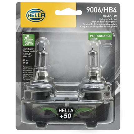 HELLA 9006 +50 Performance Halogen Headlight Bulb,
