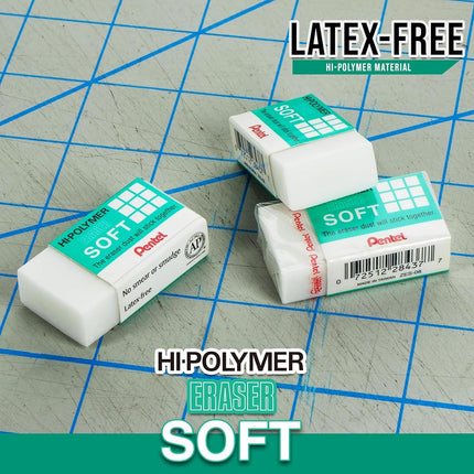 Pentel Hi-Polymer Soft Eraser, Pack of 6 (ZES08PF6)