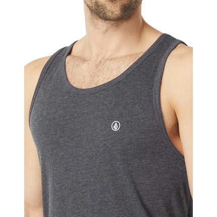 Volcom Men's Solid Tank T-Shirt, Dark Black Heather-New, S