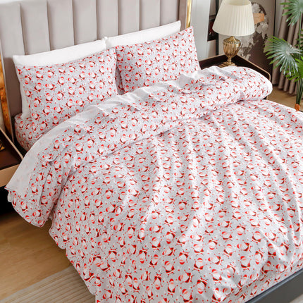 Elegant Comfort Ultra Soft 4-Piece 100% Turkish Cotton Flannel Sheet Set - Holiday Christmas Flannel Sheets, Warm and Cozy Anti-Pill Premium Quality, Deep Pocket Fitted Sheet- Twin XL, Jolly Santa