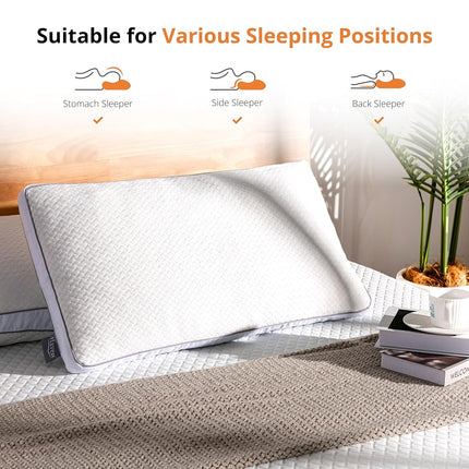 EGOHOME Shredded Memory Foam Pillows, Bed Pillows for Sleeping, Standard Pillow for Side Back Stomach Sleepers, Neck Support Pillow with Washable Removable Cover(28"x 16",1 Pack)