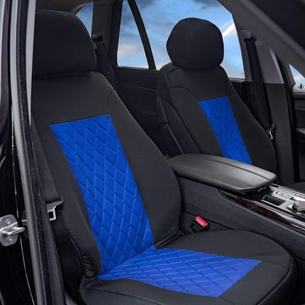 FH Group Front Set Neosupreme Car Seat Cover for Low Back Seats with Removable Headrest, Universal Fit, Airbag Compatible, Seat Cover for SUV, Blue/Black