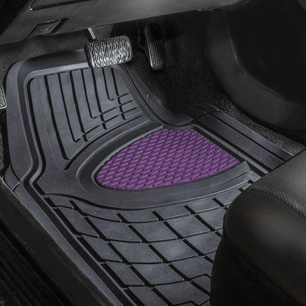 FH GROUP Car Floor Mats - Heavy-Duty Rubber, Universal Fit, Trimmable, Climaproof, Purple