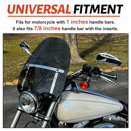 ECOTRIC Universal Tinted Windshield 18"x16" Compatible with Honda Harley