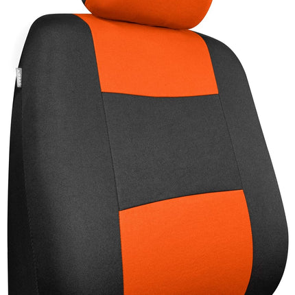 BDK PolyPro Car Seat Covers Full Set in Orange on Black, Front and Rear Split Bench Seat Covers for Cars, Easy to Install Car Seats Cover Set and Accessories for Auto Trucks Van SUV - Orange