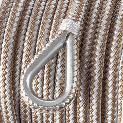 Seachoice Boat Anchor Rope, Double-Braid, Nylon, Achor Line, 3/8 in. X 100 Ft, Gold/White