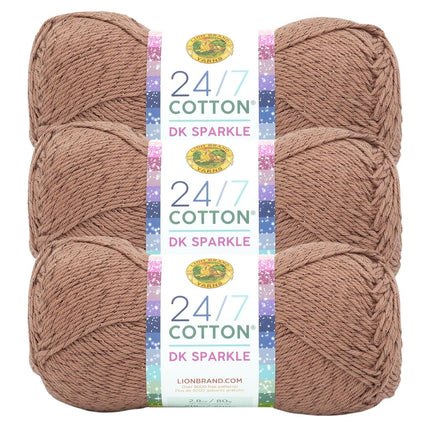 Lion Brand Yarn 24/7 Cotton DK Sparkle, Yarn for K