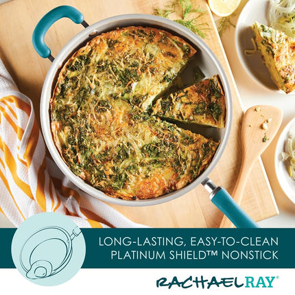 Rachael Ray Create Delicious Sartén/Olla/Cacerola Antiadherente Profunda - 31.75 cm, Azul