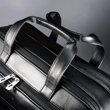 Samsonite Leather Expandable Briefcase 17 inch, Black, 17", Leather Expandable Briefcase