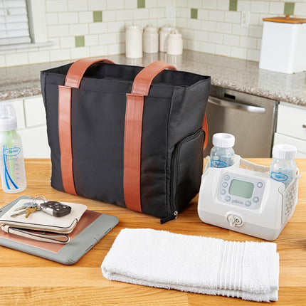 Dr. Brown's Breast-Pump Carryall Storage Diaper and Tote Bag - Black and Brown