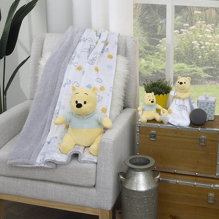 Disney Winnie the Pooh White, Yellow, and Aqua Cloud and Sun Lovey Security Blanket