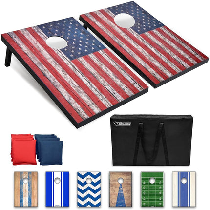 GoSports 4 x 2 ft Craftsman Design Cornhole Game Set - Includes Two 4 x 2 ft Boards, 8 Bean Bags, and Carry Case