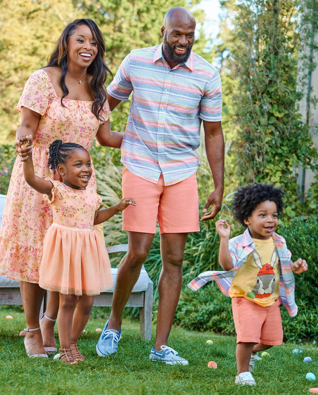 The Children's Place Chemise boutonnée à manches courtes pour grands garçons, rayures de plage, 5T