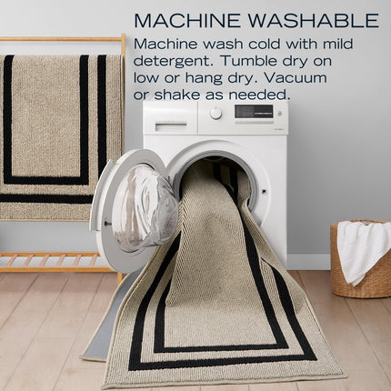 Nautica – Runner Rug | Indoor Runners for Hallways and Entry Rugs| Non-Slip and Non-Skid Entry and Kitchen Door Mat| Machine Washable Entryway Carpet Rugs | 2'2" x 5' | Double Border Natural Twist