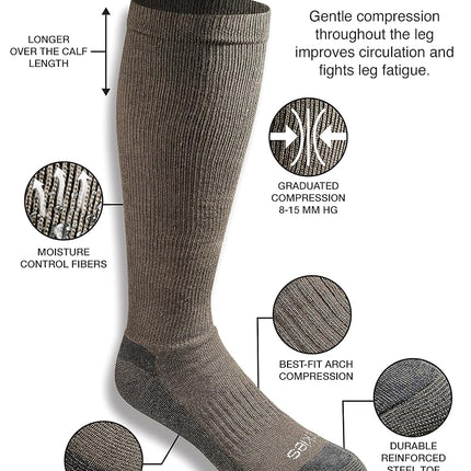 Dickies Men's Light Compression Comfort Over-The-Calf Socks, Available in M-XXL (2, 4 Pairs), Brown (2 Pairs), Large