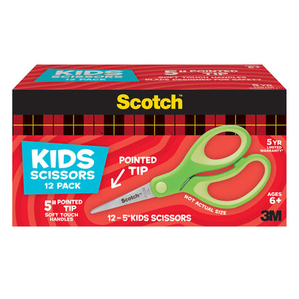 Scotch Ciseaux pour enfants à pointe souple de 5 po, paquet de 12 pour enseignants, vert (1442P-12) - Lot de 6
