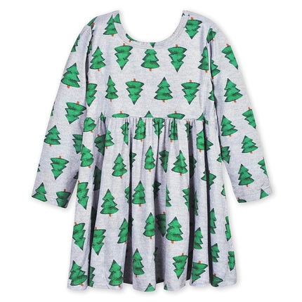 Gerber Baby Girls' Toddler Buttery Soft Long Sleeve Twirl Dress with Viscose Made from Eucalyptus, Spruce, 18 Months