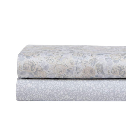 Laura Ashley Home - King Sheets, Soft Sateen Cotton Bedding Set - Sleek, Smooth, & Breathable Home Decor, Grey