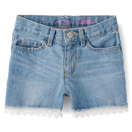 The Children's Place Girls' Denim Shortie Shorts, 