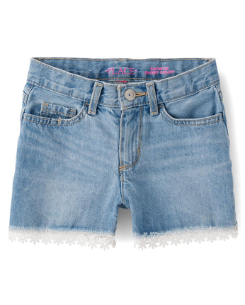 The Children's Place Girls' Denim Shortie Shorts, 