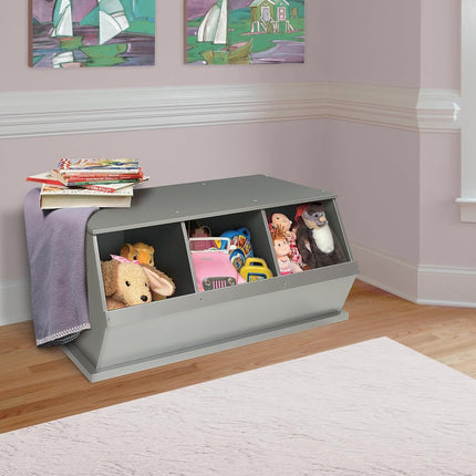 Badger Basket Three Bin Storage Cubby, Silver