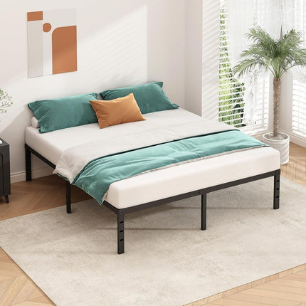 HLIPHA Metal Platform Bed Frame 16 Inch Tall,No Box Spring Needed,Queen Size Bed with Heavy Duty Strong Support Slats,Easy to Assemble,Black