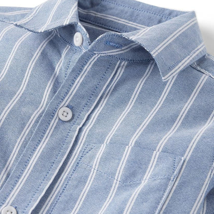 Camisa Oxford de manga larga con botones para niños The Children's Place, azul hurón, XXG