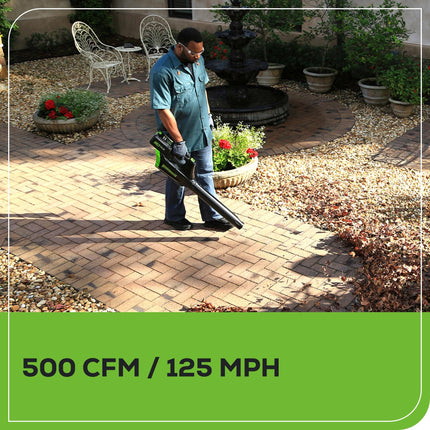 Cortadora de césped eléctrica inalámbrica (de empuje) sin escobillas Greenworks 80 V 21" + Soplador de hojas axial (500 CFM) (más de 75 herramientas compatibles), (2) baterías de 2.0 Ah y cargador rápido de 30 minutos