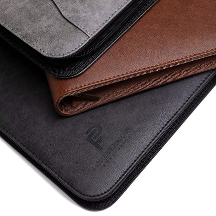 Forevermore Portfolios Padfolio Binder - Professional Faux Leather Travel Organizer Pouch for Tablet, Documents, Presentation Folders, Business Cards - Zipper Closure with Notepad - Brown