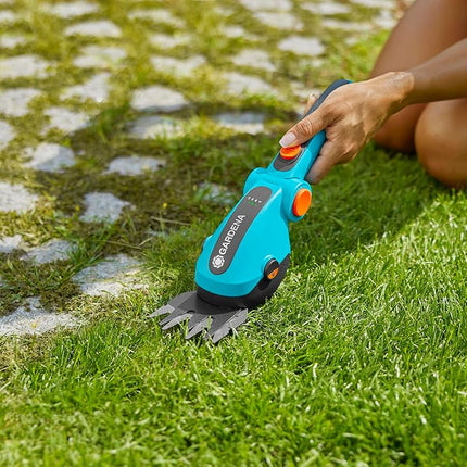 GARDENA (09887) Cordless Hedge Trimmer and Grass Shears, Electric Garden Tools for Battery Trimming of Lawn Edges, Shrubs, and Bushes. Handheld with 80 Min Runtime.