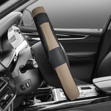 FH Group FH2002BEIGEBLACK Steering Wheel Cover (Deluxe Full Grain Authentic Leather Beige/Black)