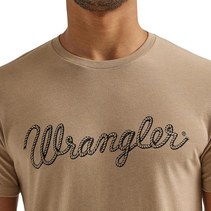 Wrangler Men's Western Crew Neck Short Sleeve Tee Shirt, Trench Coat Heather, Medium