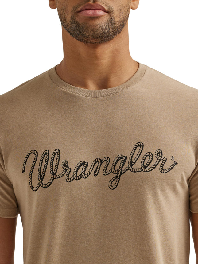Wrangler Men's Western Crew Neck Short Sleeve Tee Shirt, Trench Coat Heather, Medium
