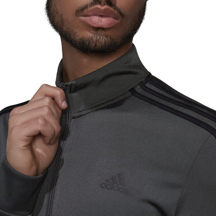 adidas Men's Big & Tall Essentials Warm-Up 3-Stripes Track Top, Dark Grey Heather/Black, XX-Large/Tall
