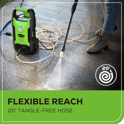 Greenworks 1600 PSI (1.2 GPM) Electric Pressure Washer (25°, 40°, Soap Applicator) Ideal for Cleaning Cars, Trucks, Boats, Outdoor Patio Furniture, Decks, and Windows