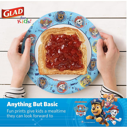 Glad for Kids Paw Patrol Paper Plates, Disposable Paw Patrol Plates for Kids, Heavy Duty Soak Proof Microwavable Paper Plates, Core Pups Blue 7 Inch Round Plates 20ct, Paw Patrol Birthday