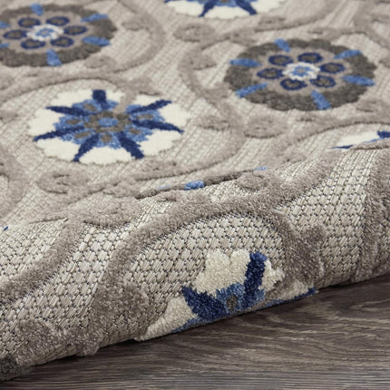 Alfombra Nourison Aloha Floral Geométrica Gris/Azul 2'3" x 12', (12' Pasillera)